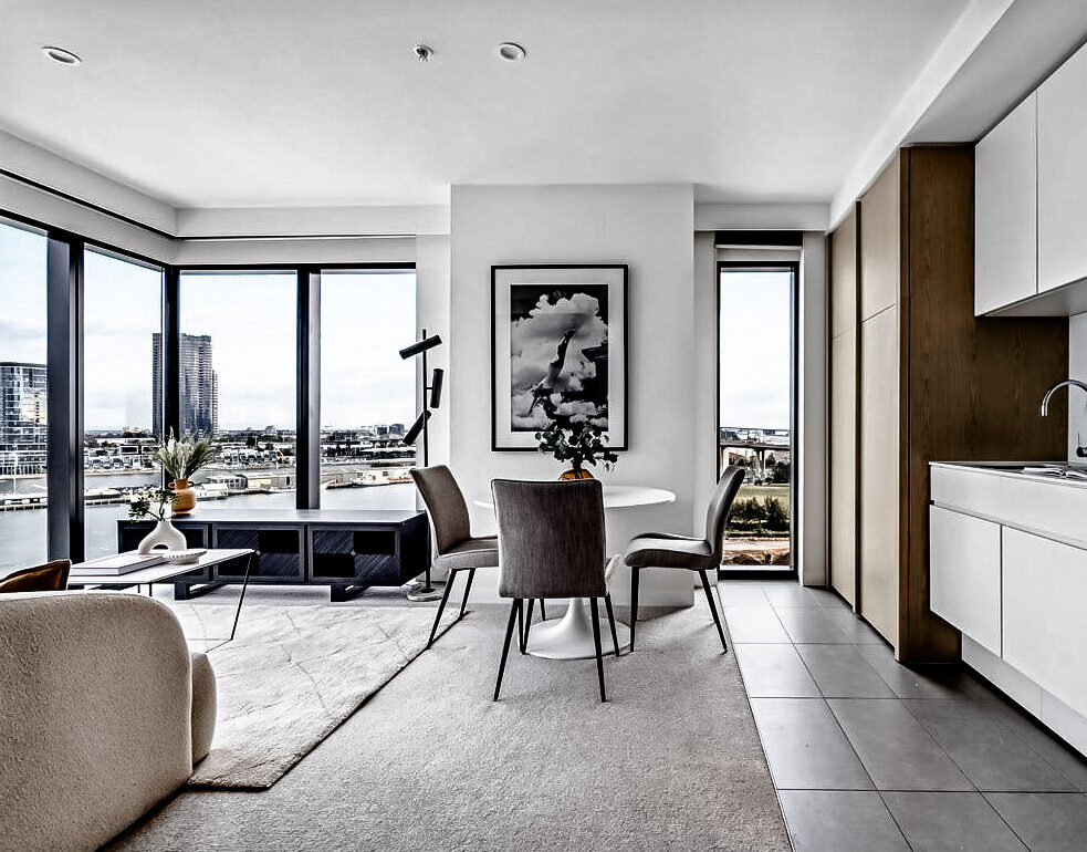 Property Styling_Docklands_Kitchen + Dining + Living
